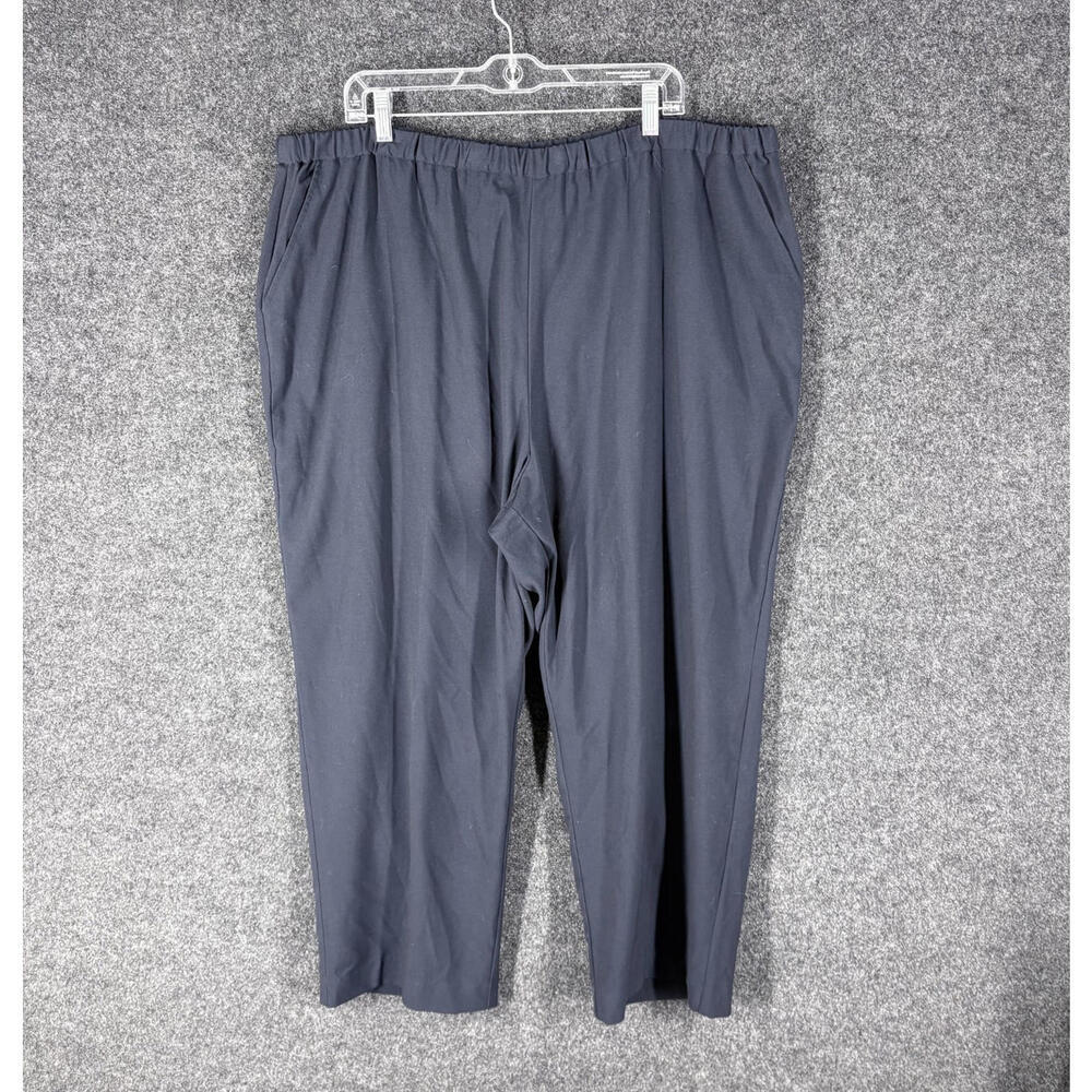 Maggie Barnes Pants Women 26W Plus Blue High Rise Pleated Chino Pockets Pull On